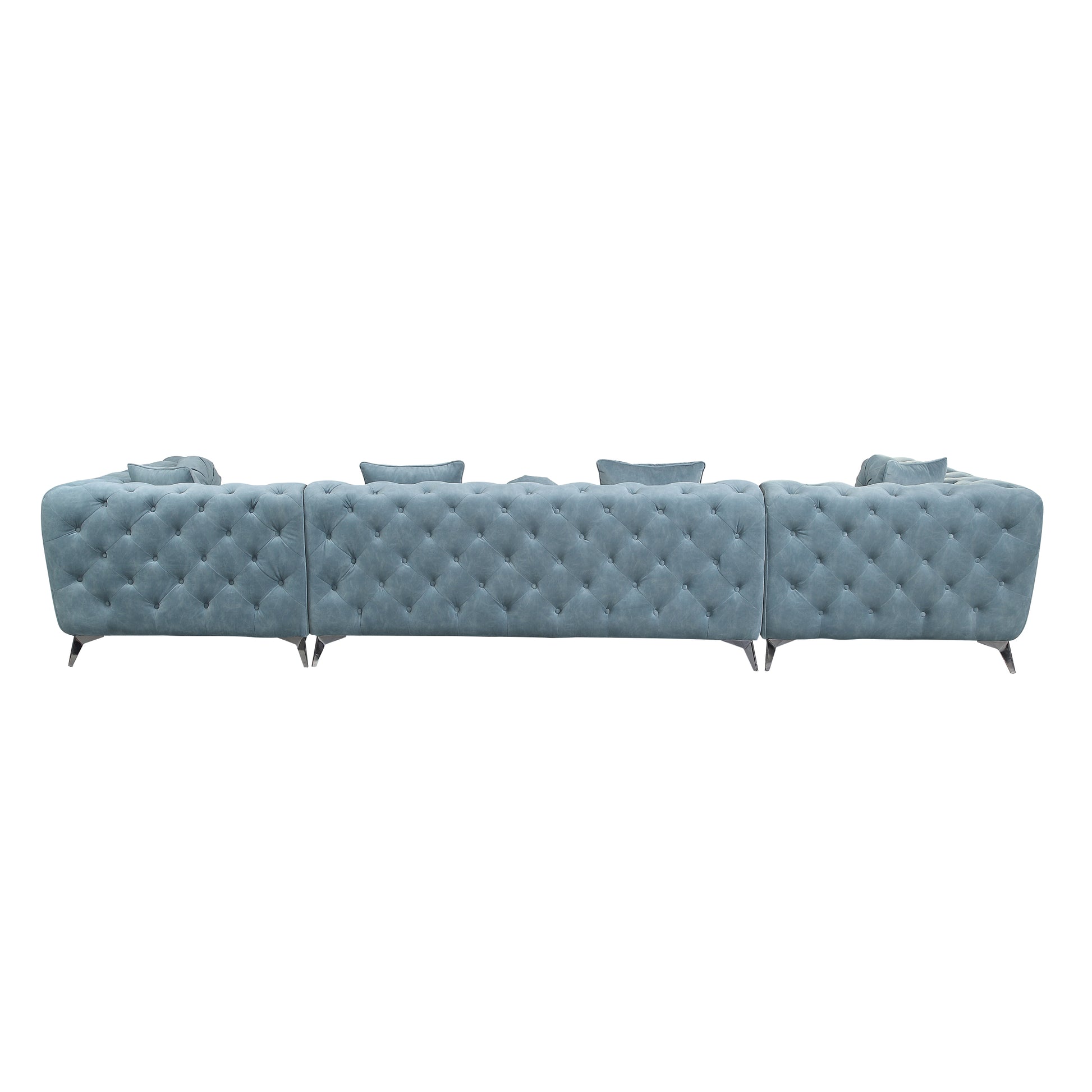 Zerah Sectional Sofa W 7 Pillows Deep Green Fabric Lv01161 Green Fabric