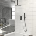 Dual Shower Head 12 Inch Ceiling Mount Square Shower System With Rough In Valve,Matte Black Matte Black Stainless Steel