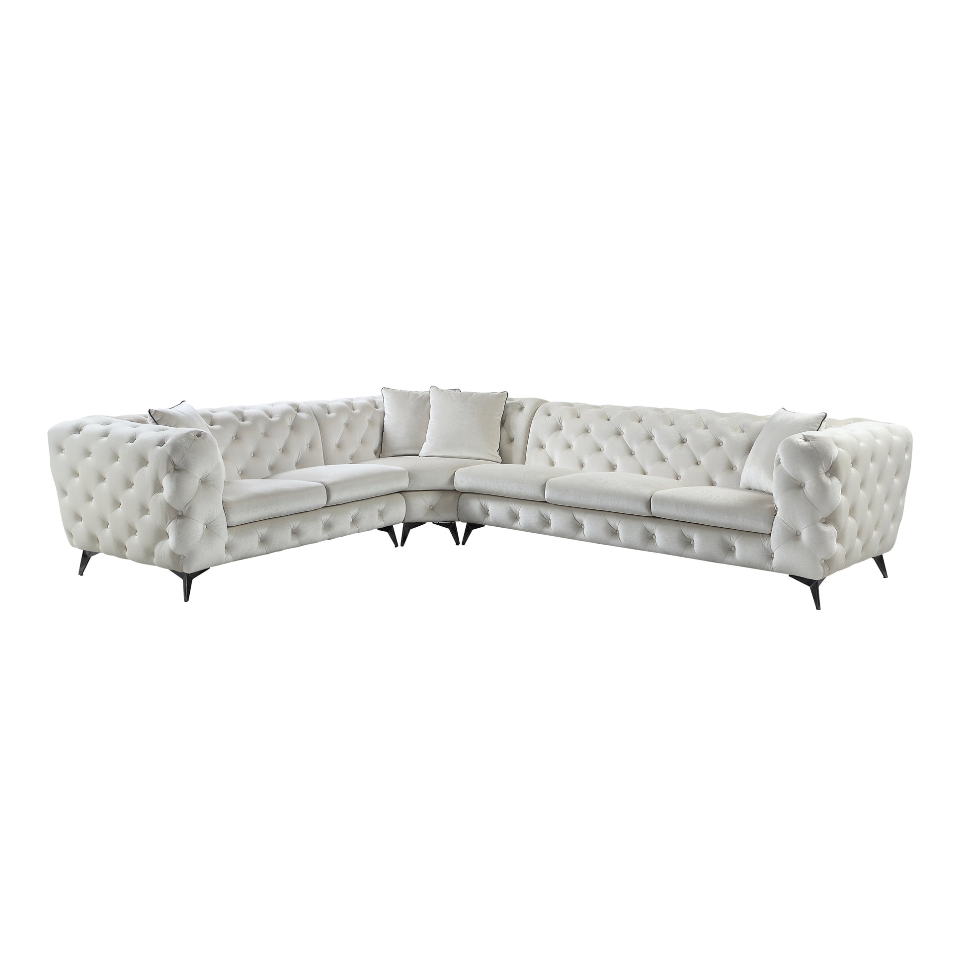 Atronia Sectional Sofa W 4 Pillows Beige Fabric Lv01160 Beige Fabric