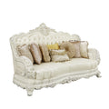 Adara Sofa W 7 Pillows Pearl White Pu & Antique White Finish Lv01224 Antique White Pu