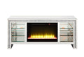 Noralie Tv Stand W Fireplace & Led Mirrored & Faux Diamonds Lv00317 Silver Mdf