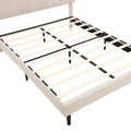 Queen Size Upholstered Platform Bed With Storage Headboard And Usb Port, Linen Fabric Upholstered Bed Beige Beige Linen