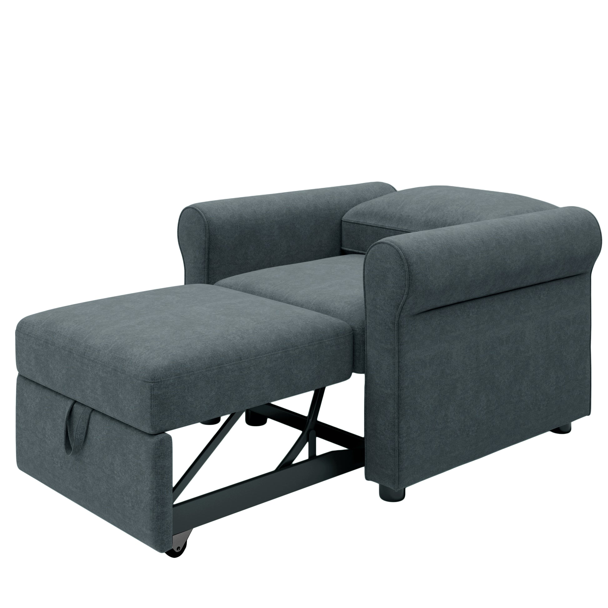 3 In 1 Sofa Bed Chair, Convertible Sleeper Chair Bed,Adjust Backrest Into A Sofa,Lounger Chair,Single Bed,Modern Chair Bed Sleeper For Adults,Deep Blue Old Sku:Wf301161Aad Dark Blue Linen