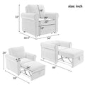 3 In 1 Sofa Bed Chair, Convertible Sleeper Chair Bed,Adjust Backrest Into A Sofa,Lounger Chair,Single Bed,Modern Chair Bed Sleeper For Adults,White Old Sku:Wf301161Aab White Linen