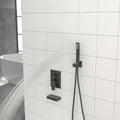 Shower System With Waterfall Tub Spout,12 Inch Ceiling Mount Square Shower System With Rough In Valve,Matte Black Matte Black Stainless Steel