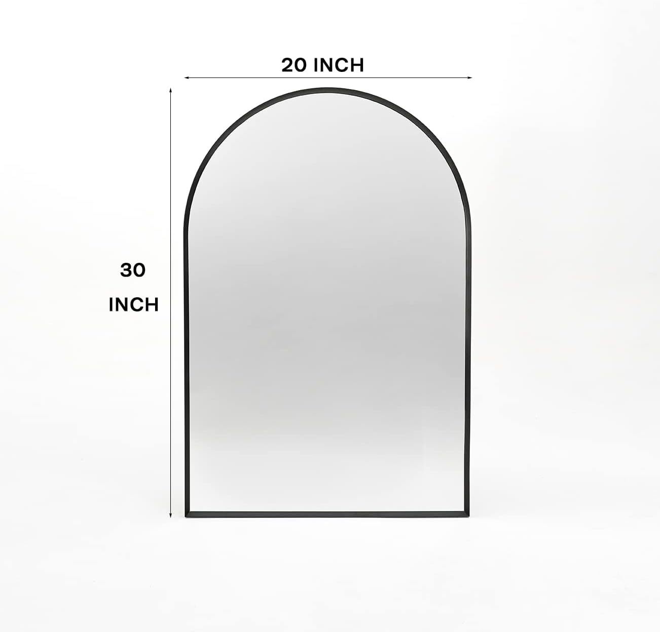 Wall Mirror 30"X20", Bathroom Mirror, Vanity Mirror, For Bathroom, Bedroom, Entryway, With Metal Frame, Modern & Contemporary Arch Top Wall Mirror Black Black Mdf Glass Aluminium