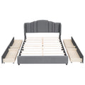 3 Pieces Bedroom Sets Queen Size Upholstered Platform Bed With 4 Drawers, Marble Top Nightstand And Storage Dresser, Gray Gray Mdf
