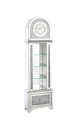 Noralie Grandfather Clock W Led Mirrored & Faux Diamonds Ac00353 Silver Glass