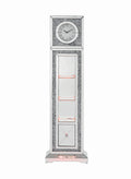 Noralie Grandfather Clock W Led Mirrored & Faux Diamonds Ac00354 Silver Glass