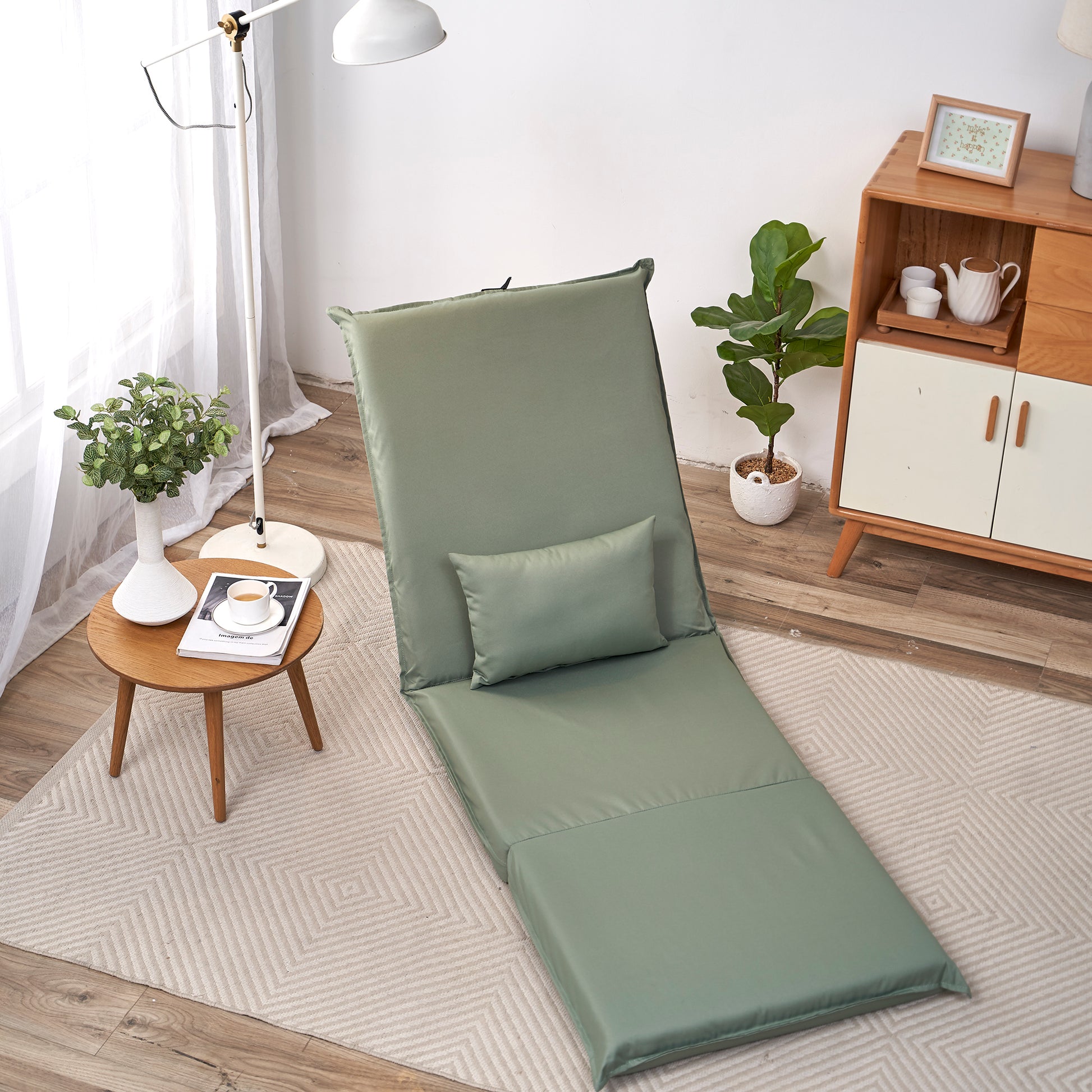 Foldable Portable Chair For Outdoor Travel, Picnic, Bbq,Camping Folding Adults With Carry Bag,Portable Chair For Outdoor Travel, Fourteen Position Adjustable Recliner Light Green Cotton Metal