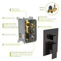 Shower System With Waterfall Tub Spout,12 Inch Wall Mounted Square Shower System With Rough In Valve, Oil Rubber Bronze Oil Rubbed Bronze Stainless Steel