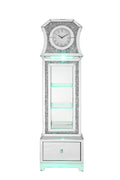 Noralie Grandfather Clock W Led Mirrored & Faux Diamonds Ac00350 Silver Glass