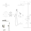 Shower System With Waterfall Tub Spout,12 Inch Wall Mounted Square Shower System With Rough In Valve, Brushed Nickel Brushed Nickel Stainless Steel