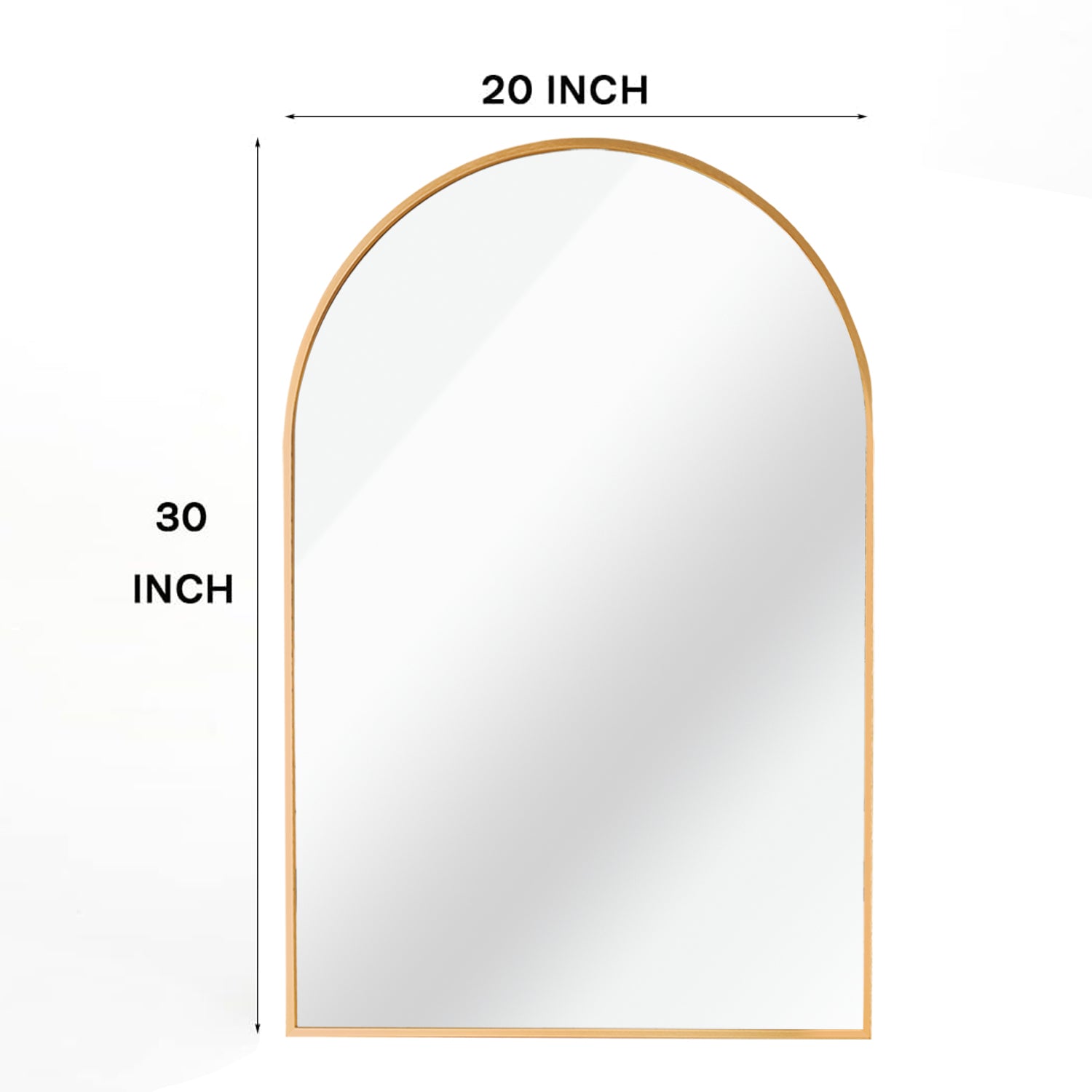 Gold 20*30In Metal Arch Mirror Gold Classic Mdf Glass Aluminium