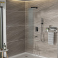 Shower System With Waterfall Tub Spout,12 Inch Wall Mounted Square Shower System With Rough In Valve, Oil Rubber Bronze Oil Rubbed Bronze Stainless Steel