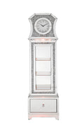 Noralie Grandfather Clock W Led Mirrored & Faux Diamonds Ac00350 Silver Glass