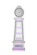 Noralie Grandfather Clock W Led Mirrored & Faux Diamonds Ac00349 Silver Glass