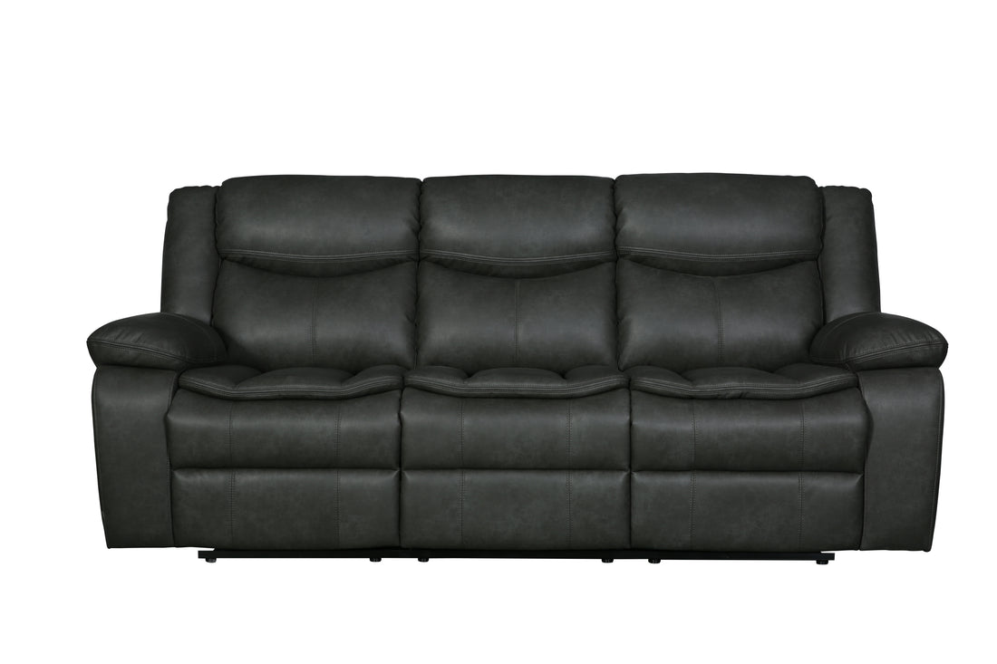 Transitional Leather Air Reclining Sofa Gray Foam Leather