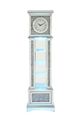 Noralie Grandfather Clock W Led Mirrored & Faux Diamonds Ac00348 Silver Glass