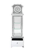 Noralie Grandfather Clock W Led Mirrored & Faux Diamonds Ac00350 Silver Glass