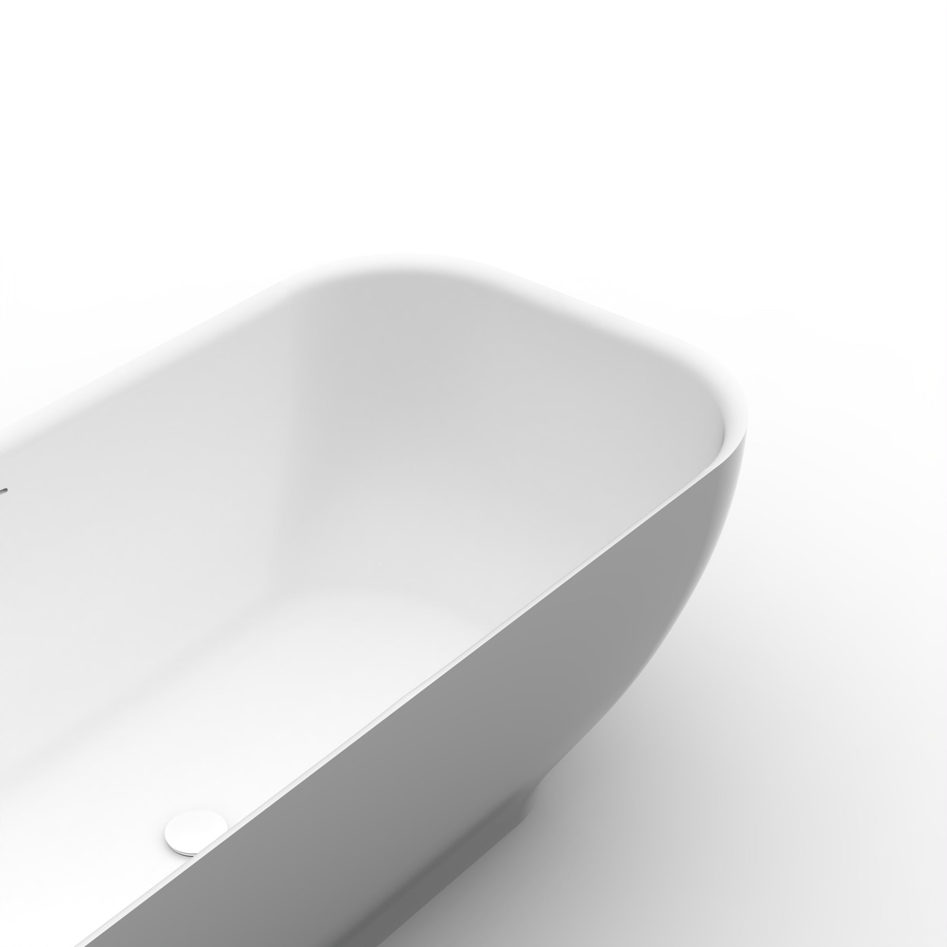 67" Freestanding Solid Surface Bathtub, Luxury Engineered Stone Resin Freestanding Soaking Bathtub With Overflow And Pop Up Drain For Contemporary Bathroom, Matte White 22S04 67 2 White Solid Surface