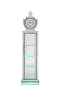 Noralie Grandfather Clock W Led Mirrored & Faux Diamonds Ac00351 Silver Glass