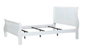 Louis Phillipe White Full Size Panel Sleigh Bed Solid Wood Wooden Bedroom Furniture Full White Solid Wood