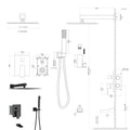 Shower System With Waterfall Tub Spout,12 Inch Wall Mounted Square Shower System With Rough In Valve,Matte Black Matte Black Stainless Steel