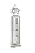 Noralie Grandfather Clock W Led Mirrored & Faux Diamonds Ac00351 Silver Glass