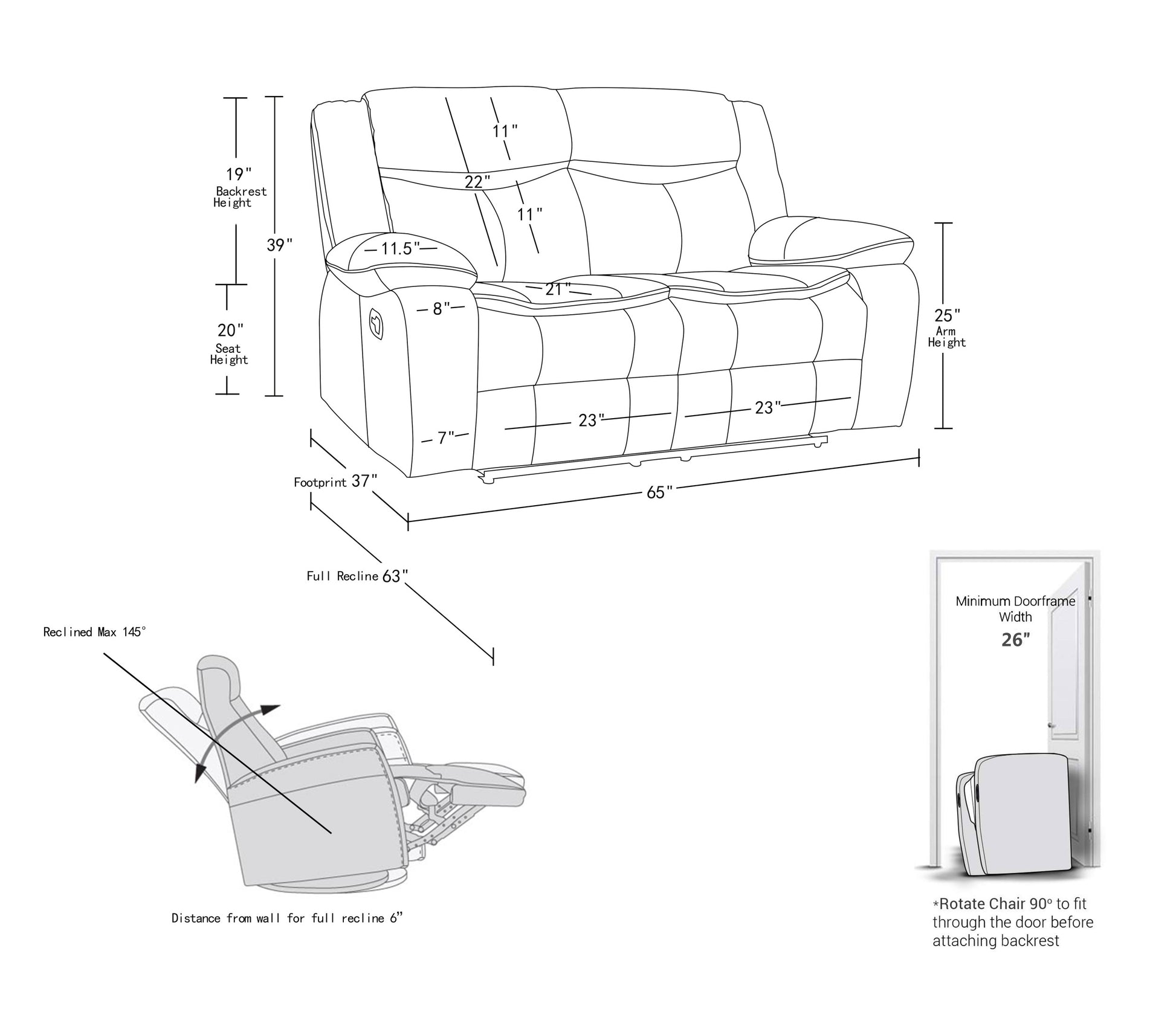 Transitional Leather Air Reclining Loveseat Gray Foam Leather