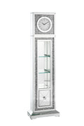 Noralie Grandfather Clock W Led Mirrored & Faux Diamonds Ac00354 Silver Glass