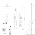 Shower System With Waterfall Tub Spout,10 Inch Wall Mounted Square Shower System With Rough In Valve, Brushed Nickel Brushed Nickel Stainless Steel