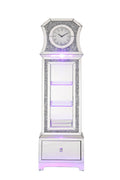 Noralie Grandfather Clock W Led Mirrored & Faux Diamonds Ac00350 Silver Glass