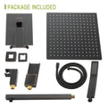 Shower System With Waterfall Tub Spout,12 Inch Wall Mounted Square Shower System With Rough In Valve, Oil Rubber Bronze Oil Rubbed Bronze Stainless Steel