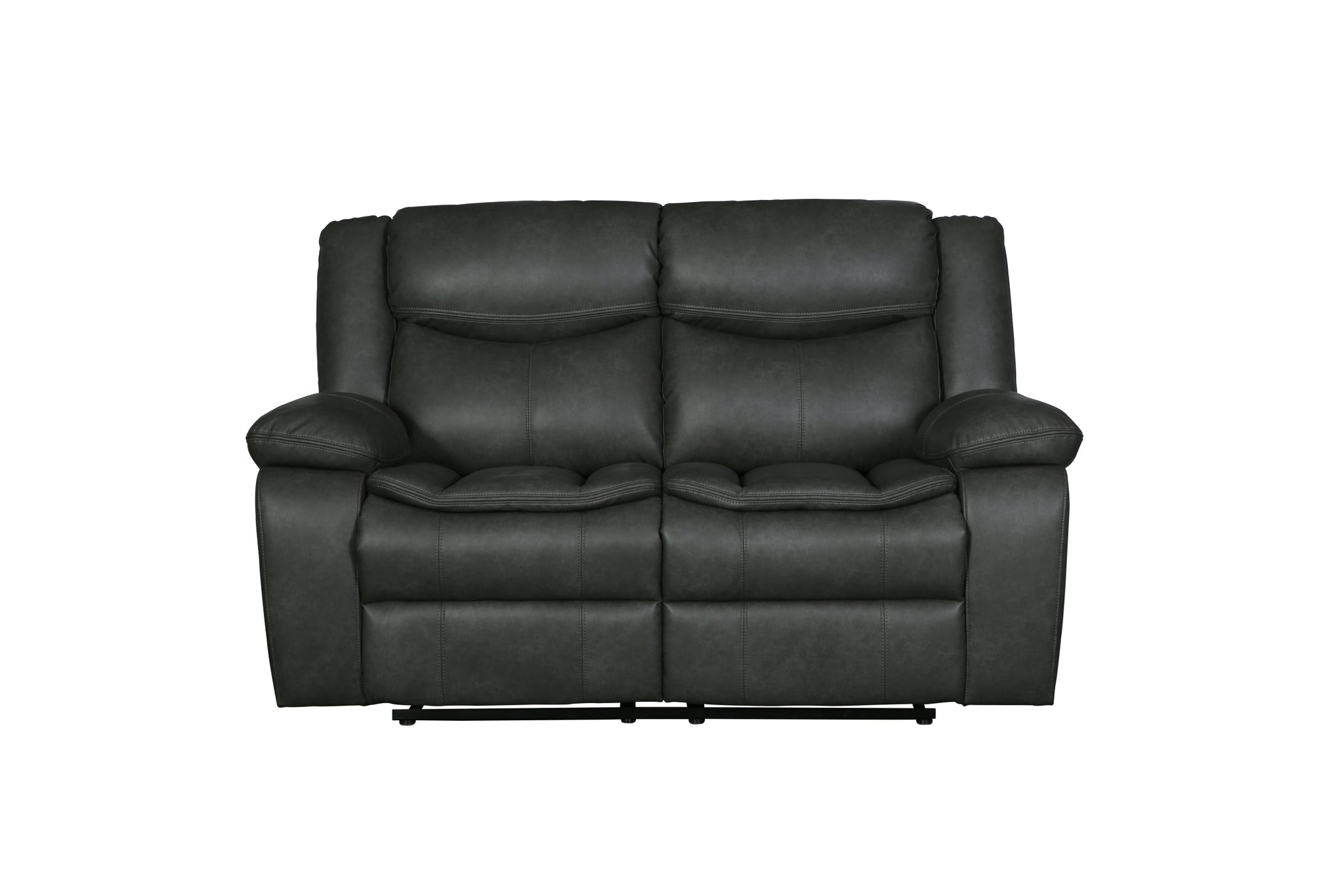 Transitional Leather Air Reclining Loveseat Gray Foam Leather