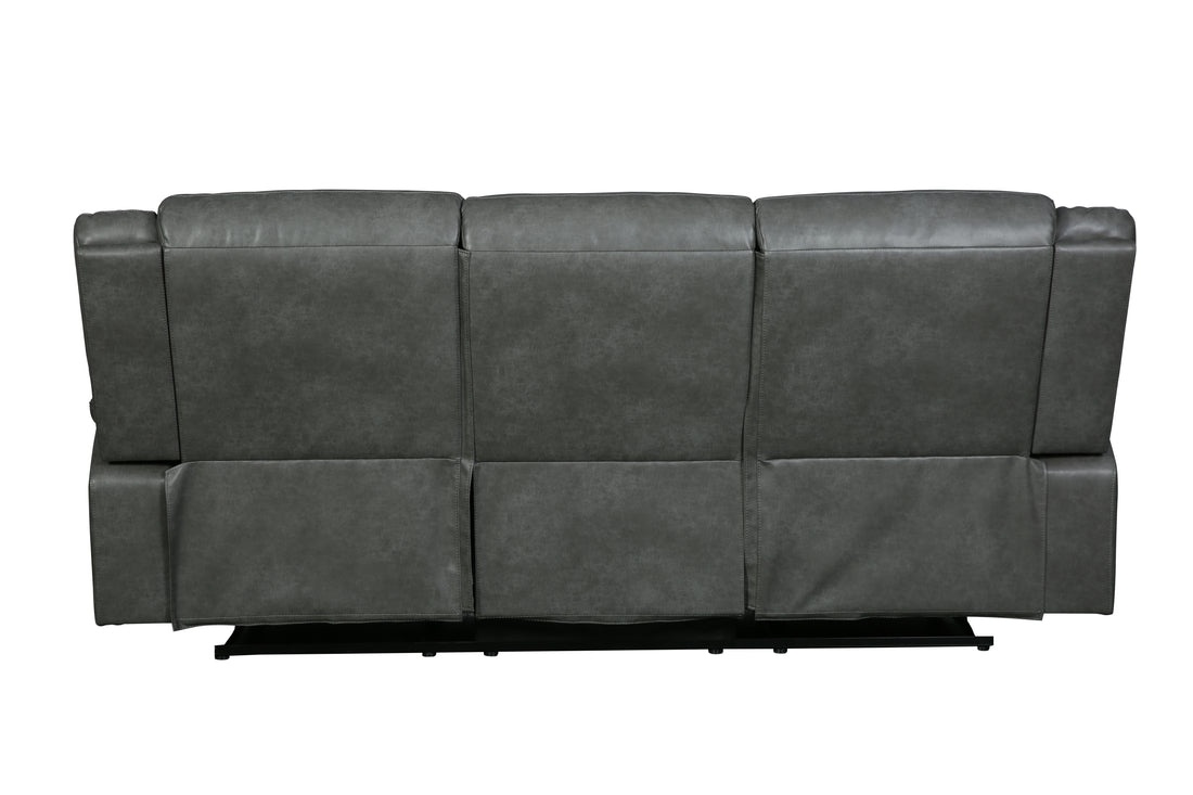 Transitional Leather Air Reclining Sofa Gray Foam Leather