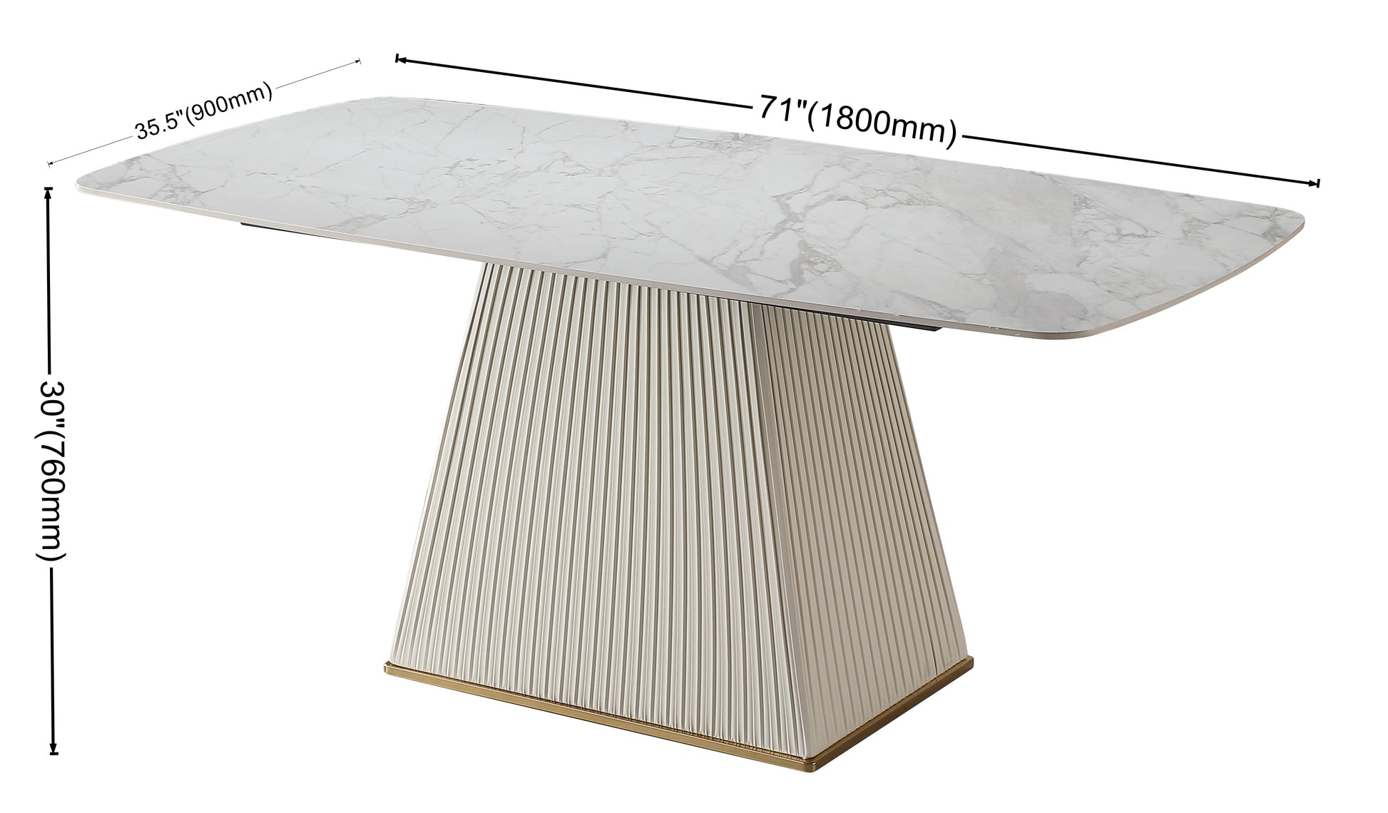 71" Contemporary Dining Table Sintered Stone Square Pedestal Base With 6 Pcs Chairs . White Dining Room American Design Sintered Stone