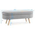 Ottoman Oval Storage Bench, Rubber Wood Legs, Grey 43.5