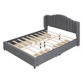 3 Pieces Bedroom Sets Queen Size Upholstered Platform Bed With 4 Drawers, Marble Top Nightstand And Storage Dresser, Gray Gray Mdf
