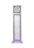 Noralie Grandfather Clock W Led Mirrored & Faux Diamonds Ac00354 Silver Glass