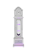 Noralie Grandfather Clock W Led Mirrored & Faux Diamonds Ac00347 Silver Glass