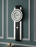 Noralie Wall Clock Black, Mirrored & Faux Diamonds Ac00424 Black Glass