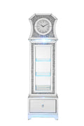 Noralie Grandfather Clock W Led Mirrored & Faux Diamonds Ac00350 Silver Glass