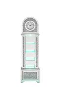 Noralie Grandfather Clock W Led Mirrored & Faux Diamonds Ac00353 Silver Glass