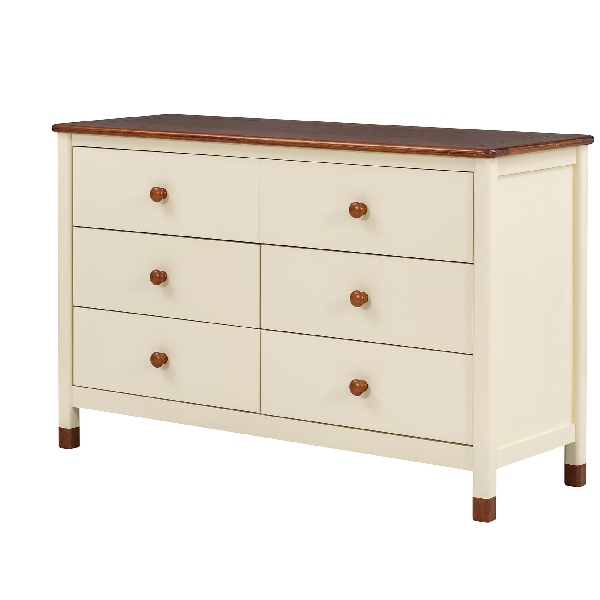 3 Pieces Bedroom Sets Full Size Bear Shape Platform Bed With Nightstand And Storage Dresser,Cream Walnut Cream Wood