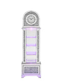 Noralie Grandfather Clock W Led Mirrored & Faux Diamonds Ac00353 Silver Glass