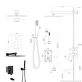 Shower System With Waterfall Tub Spout,10 Inch Wall Mounted Square Shower System With Rough In Valve, Oil Rubber Bronze Oil Rubbed Bronze Stainless Steel