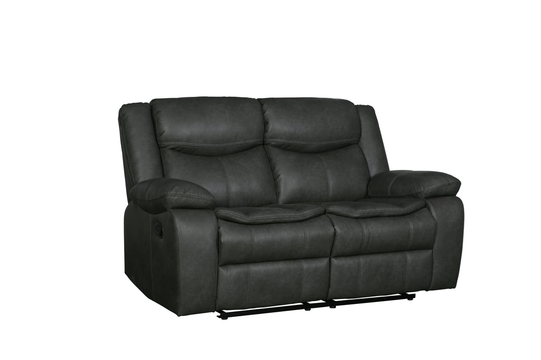 Transitional Leather Air Reclining Loveseat Gray Foam Leather