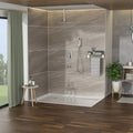 Shower System With Waterfall Tub Spout,16 Inch Ceiling Mount Square Shower System With Rough In Valve, Brushed Nickel Brushed Nickel Stainless Steel