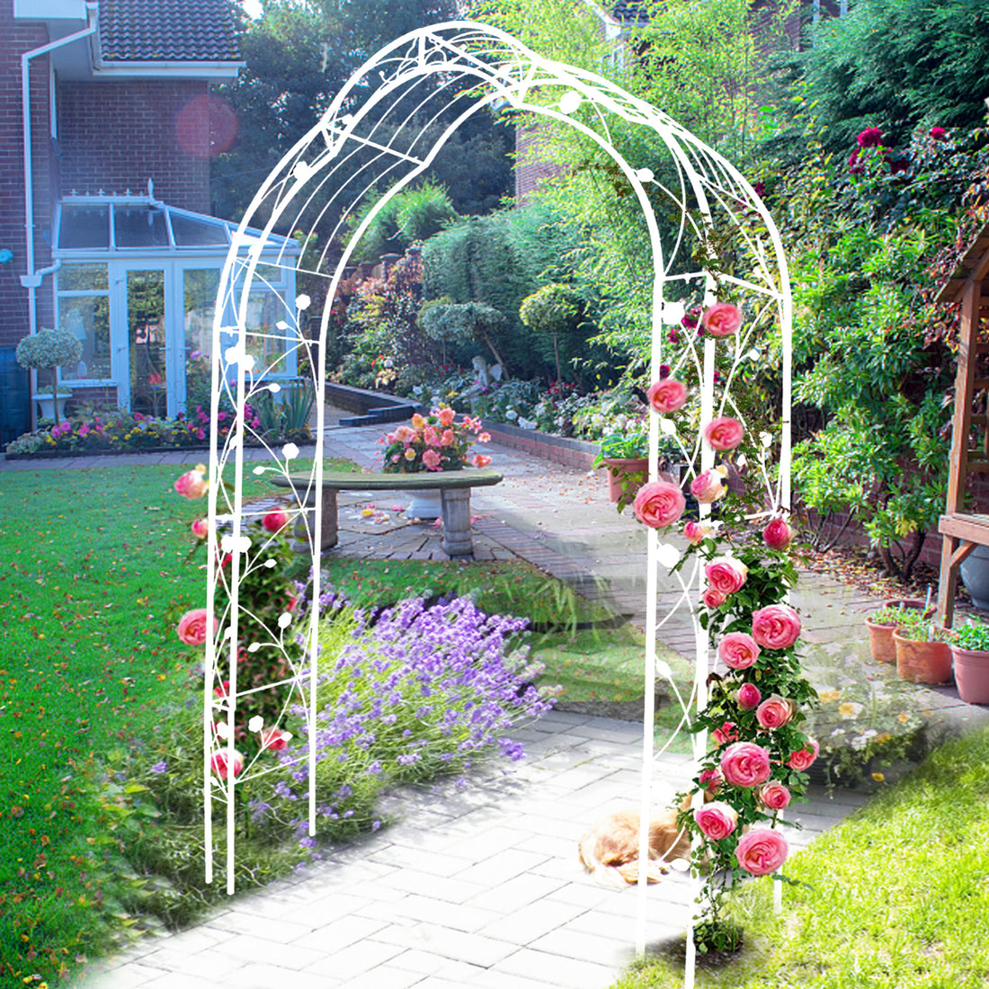 Metal Garden Arch Assemble Freely With 8 Styles Garden Arbor Trellis Climbing Plants Support Rose Arch Outdoor Arch Wedding Arch Party Events Archway Cream White Cream White Iron